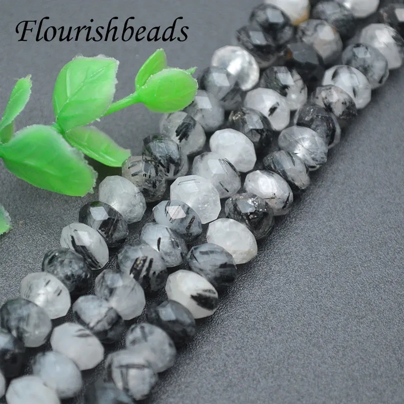 5x8mm Natural Faced Citrine Lepidolite Grey Sunstone Rutilated Roudelle Loose Beads for Jewelry DIY Bracelet Necklace