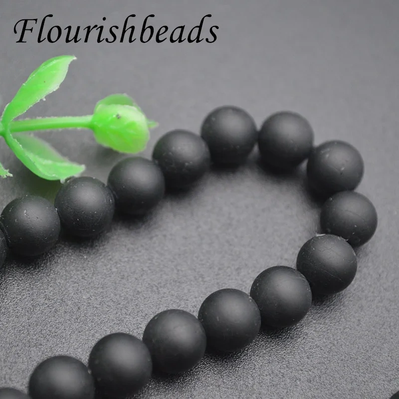 Natural Matte Black Tourmaline 6mm 8mm Round Stone Loose Beads for Bracelets Necklace Diy Jewelry Making 5strand/lot