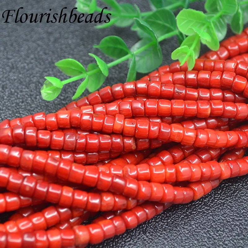 Wholesale 4mm-8mm Natural Stone Beads Dark Red Coral Round / Cylinder Charm Loose Beads for Jewelry Making Diy Bracelet