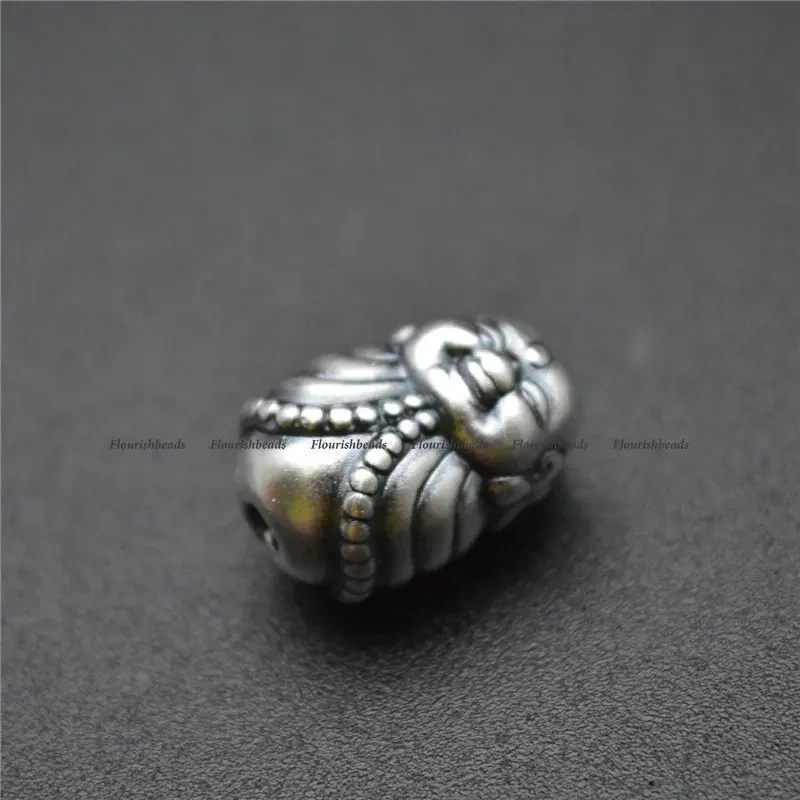Mini Laughing Buddha Shape Beads Vintage S999 Anti Silvery Charms Fits Bracelet Necklace Making 11x16mm