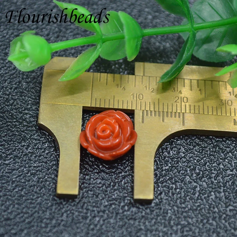 50pc Per Lot Cute Orange Coral Stone Flower Shape Half Hole Loose Beads 6-12mm Earring Making Supplies