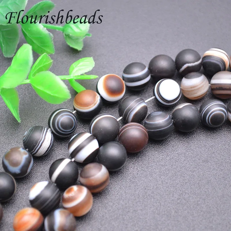 8mm Natural Matte Banded Eye Veirs Agate Round Loose Stone Beads for Jewelry Making DIY Bracelet 5 Strands Per Lot