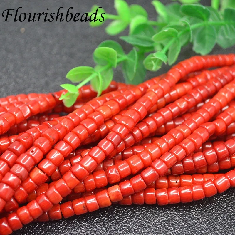 Wholesale 4mm-8mm Natural Stone Beads Dark Red Coral Round / Cylinder Charm Loose Beads for Jewelry Making Diy Bracelet