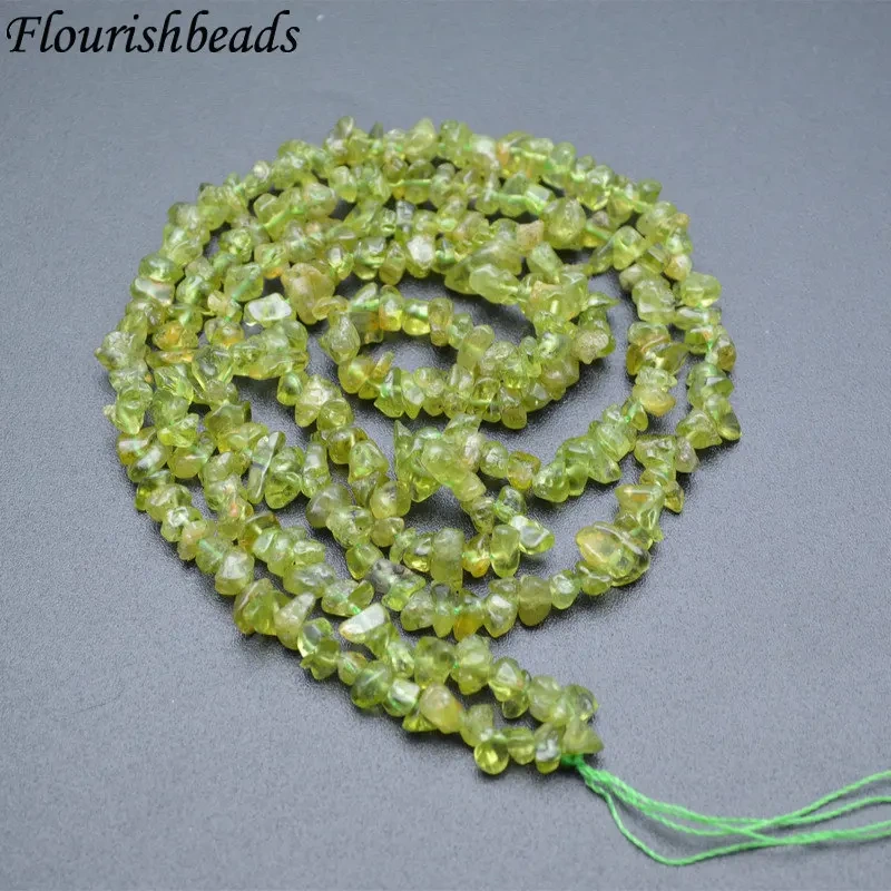 5~8mm Natural Green Peridot Irregular Shape Stone Chips Loose Beads 1 Strand