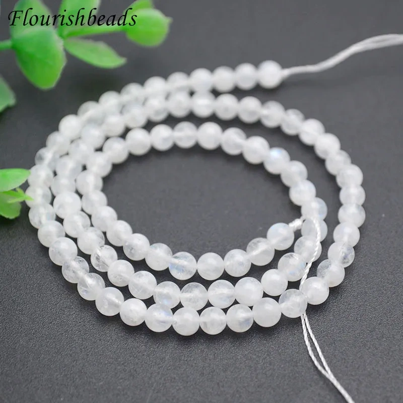 4mm Natural Blue Moonstone Round Spacer Loose Beads for DIY Jewelry Necklace  Bracelet Accessories