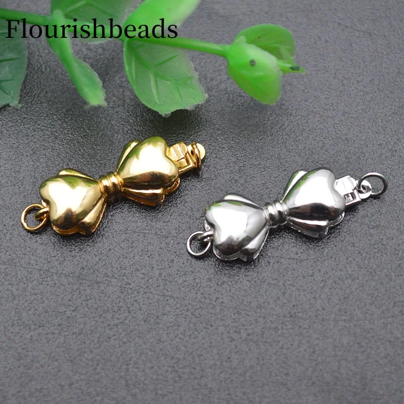 High Quality 8x23mm 925 Sterling Silver Bow Tie Design Necklace Spring Clasps Jewelry Connector Buckle DIY Jewelry Accessories