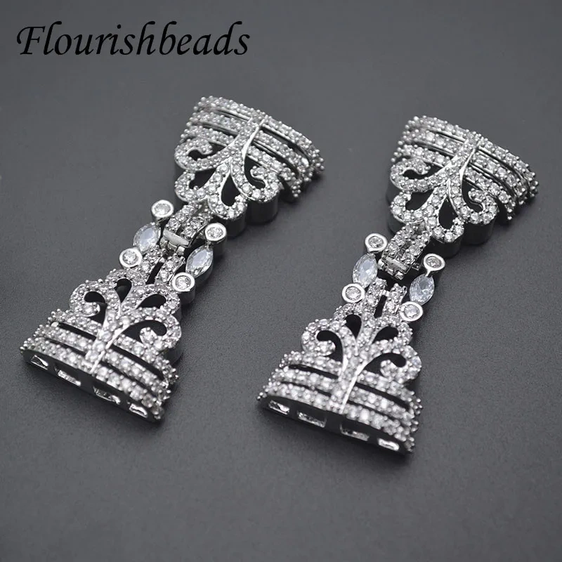 High Quality Double Crown Clasp Paved CZ Beads Connectors for Jewelry Making Supplies DIY Bracelets  Accesories 5pcs/lot