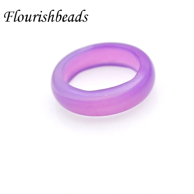 Wholesale Price Unisex Natural Ring Multicolor Agate Circle Finger Ring for Healing Yoga Jewelry Gift Size 7~8mm
