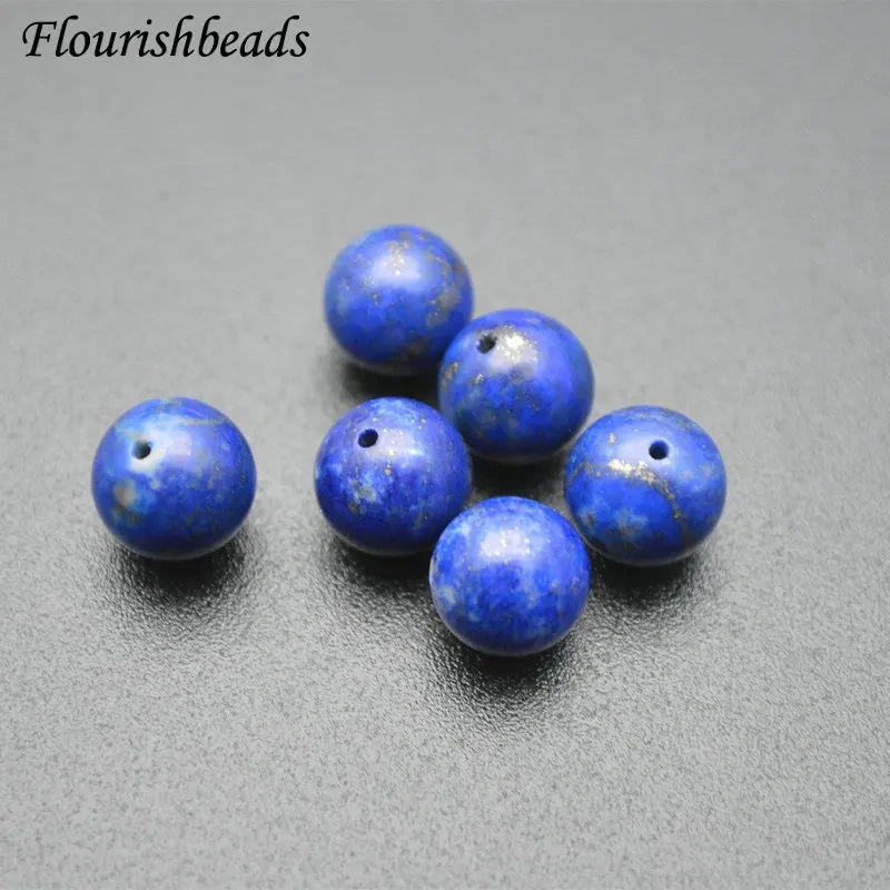 10pcs/lot Natural Lapis Blue Stone Beads Half Hole for Earrings DIY Jewel Making Necklace Bracelet Jewelry Findings Components