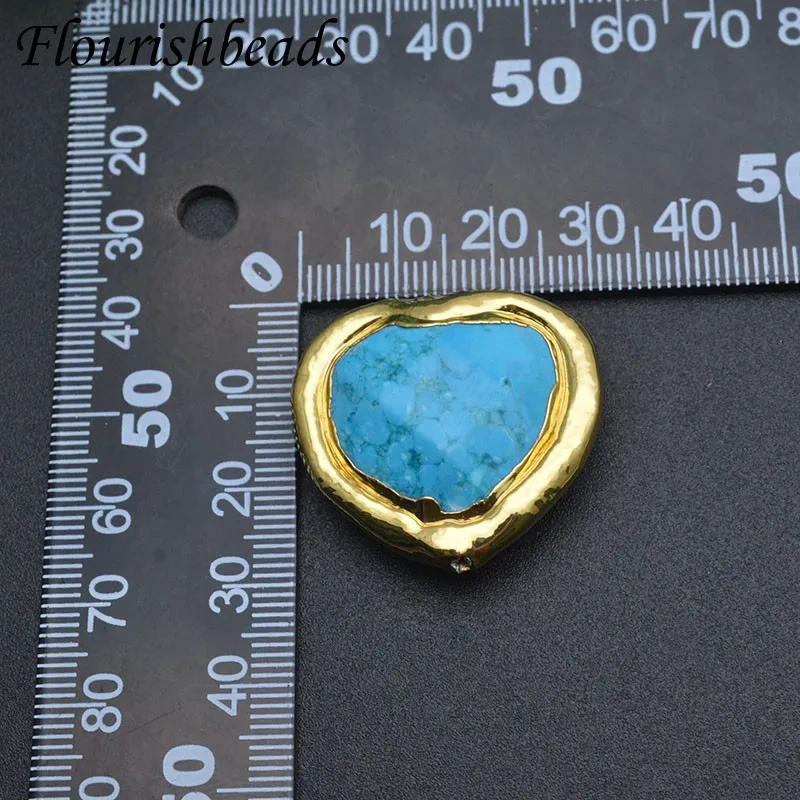 Synthetic Stone Gold Plated Heart Shape Loose Beads Through Hole Bead DIY Earringd Bracelet Jewelry Findings Supplier