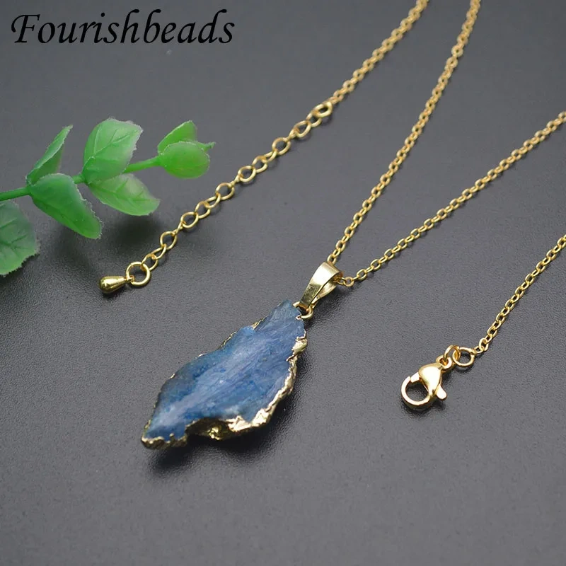 1pc Healing Natural Kyanite Rough Stone Irregular Pendant Necklace Blue Quartz Crystal Jewelry Gift