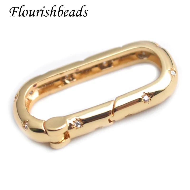 13x26mm Gold Silver Color Push In Gate Lock Oval Carabiner Spring Gate Clasp DIY Qulaity Jewelry Making Supplier 5pcs/lot