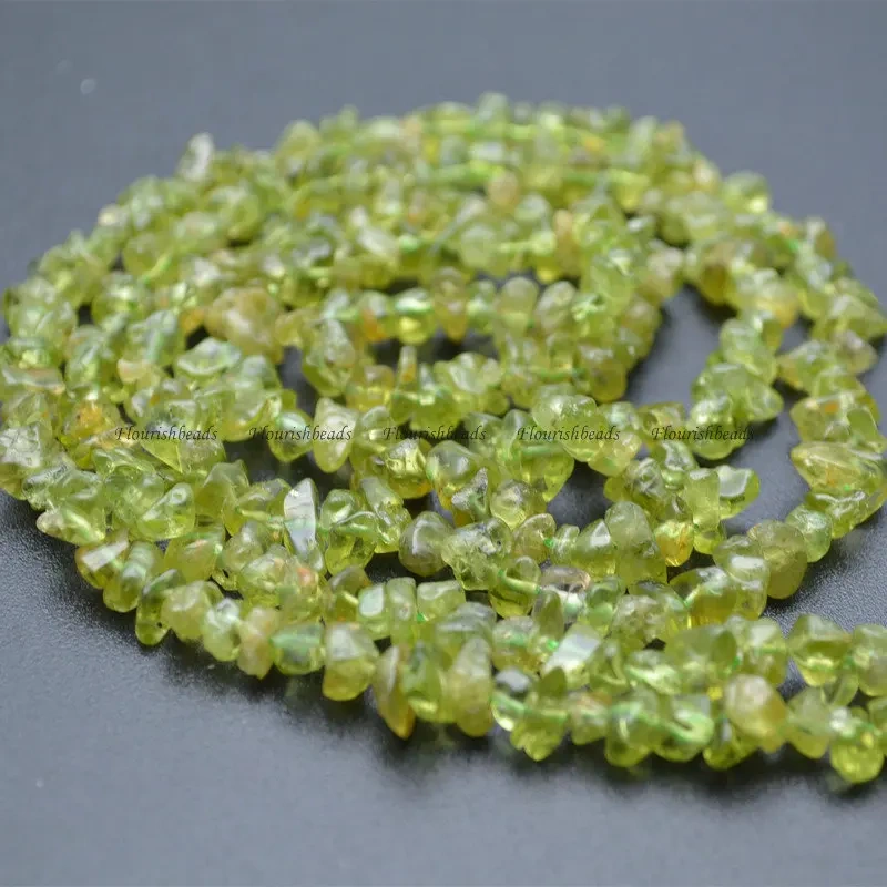 5~8mm Natural Green Peridot Irregular Shape Stone Chips Loose Beads 1 Strand