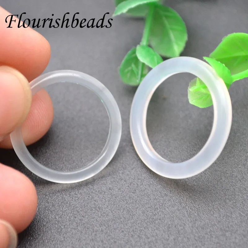 New Top Quality Natural Agates Chalcedony Round Finger Rings for Women Men Gift Wholesale 50pcs /lot