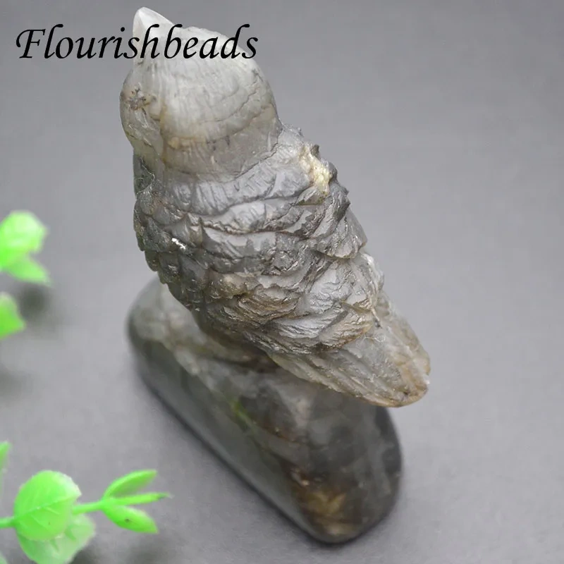 50x63mm Natural Stone Labradorite Bird Figurine Cute Animal Fine Jewelry Family Decoration