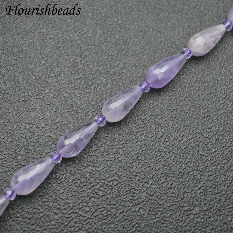 Teardrop Gemstone Beads For DIY Jewelry Making Supply Amethyst Sunstone Rose Quartz Faceted Stone Loose Beads Mineral 5 Strands