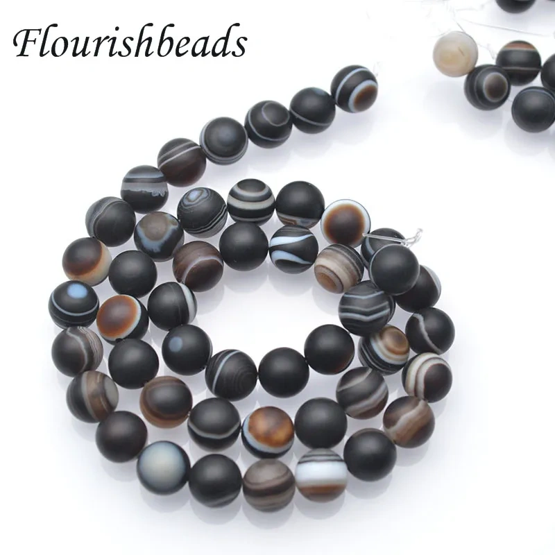 8mm Natural Matte Banded Eye Veirs Agate Round Loose Stone Beads for Jewelry Making DIY Bracelet 5 Strands Per Lot