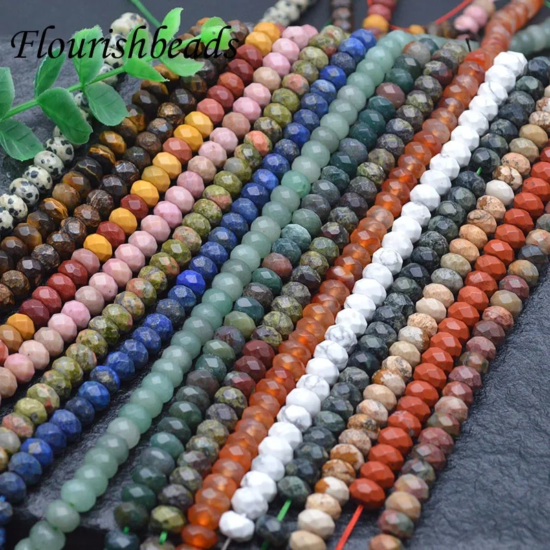 Wholesale 5X8mm Natural Faceted Tiger Eyed Lapis Green Aventurine Agates Beads for Jewelry Making Beadwork DIY Bracelet 5pcs/lot