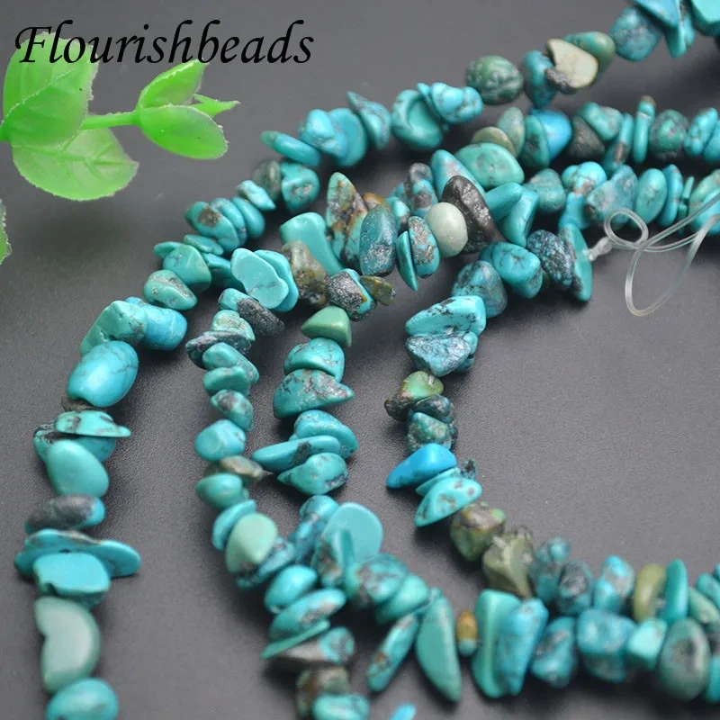 5~8mm Irregular Natural Hubei Turquoise Chips Beads Loose Spacer Bead for Jewelry Making DIY Accessries 89cm Length