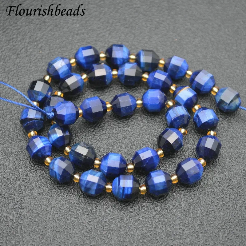 Faceted Natural Gemstone DIY Jewelry Making Supply Lapis Sunstone Tiger's Eye Stone Loose Beads Mineral  5 Strands Per Lot