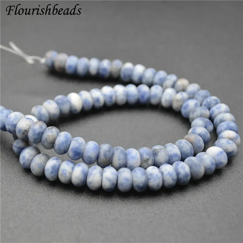 5x8mm Natural Sodalite Gemstone Matte Blue Spot Rondelle Spacer Stone Loose Beads Jewelry Making 1 Strand