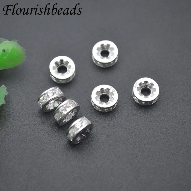 10pcs/lot Real 925 Sterling Silver Flower Flat Round Bead Cap End Spacer Beads for DIY Making Necklace Jewelry Findings