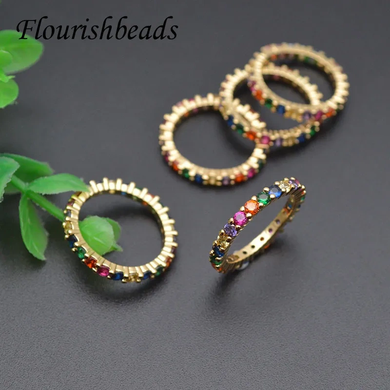 Colorful CZ Beads Paved Round Metal Ring 7~8cm Diameter for Women Girl Wedding Jewelry