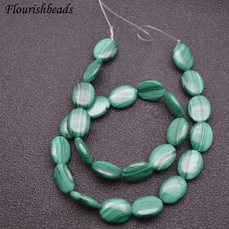 Expensive High Quality Flat Oval Shape Natural Malachite Loose Beads Green Stone Jewelry Materials 1Strand 10mm~20mm