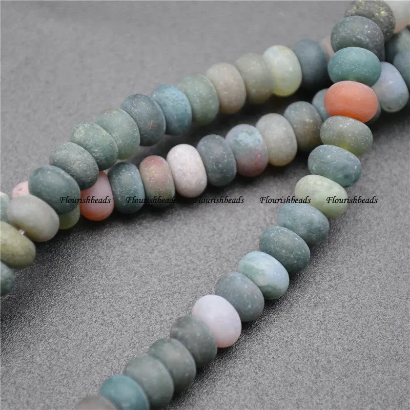 5x8mm Natural Mix Colors India Agate Gemstone Rondelle Spacer Stone Matte Loose Beads Jewelry Making 1 Strand