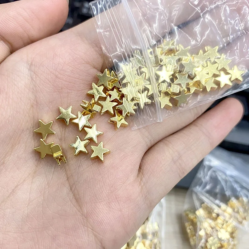 Wholesale 200pcs/lot Gold Color Star Crown Love Heart Shape 6mm Loose Spacer Beads DIY Jewelry Making Findings