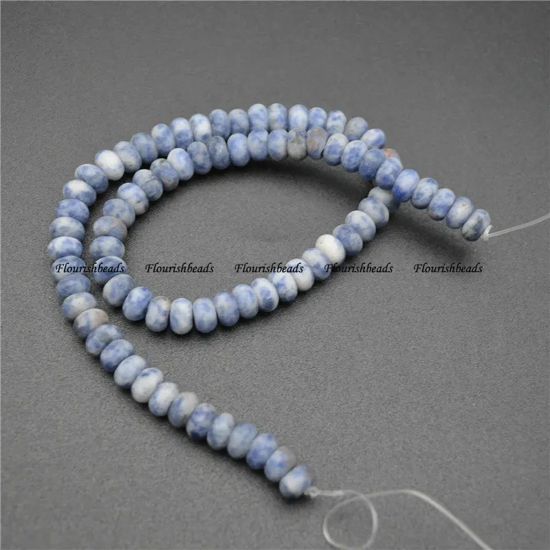 5x8mm Natural Sodalite Gemstone Matte Blue Spot Rondelle Spacer Stone Loose Beads Jewelry Making 1 Strand