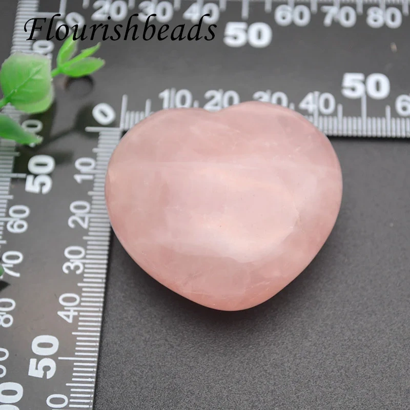 2pcs Natural Stone Heart Shape Rose Quartz Chakra Healing Reiki  Crystals Gemstones Home Decor Jewelry  Accessories  45mm