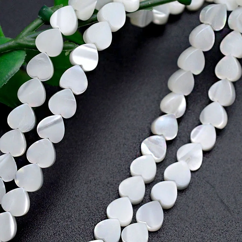 Wholesale High Quality 6mm White Heart Shape Natural Freshwater MOP Shell Beads Fit Bracelets Necklaces Jewelry DIY Making