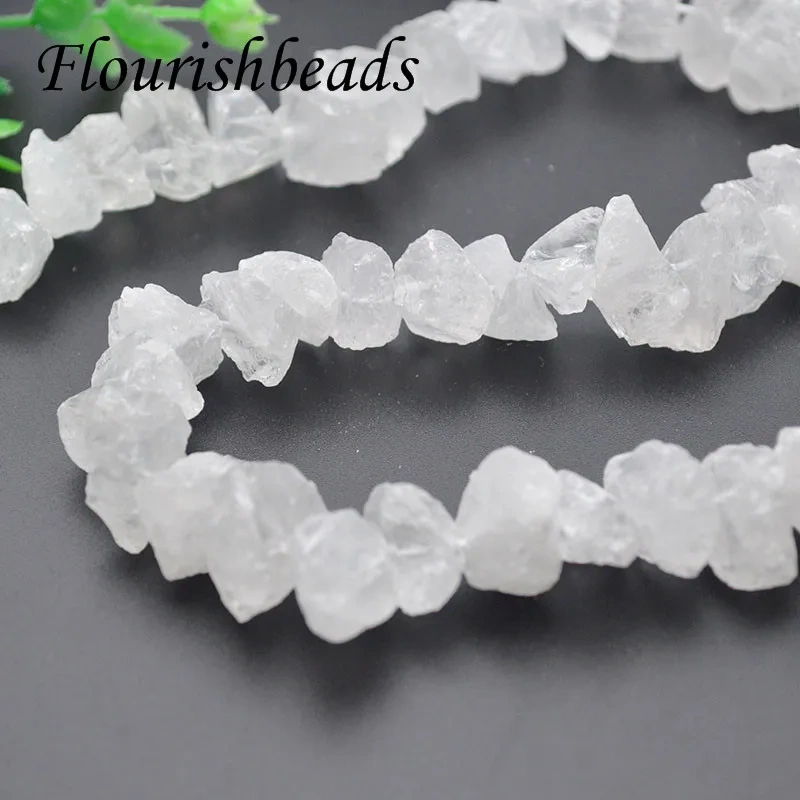 Natural Stone10~15mm Width Holf  In Center Rough Crystal Quartz Beads for DIY Necklace Bracelet Jewelry Findings 5 Strand