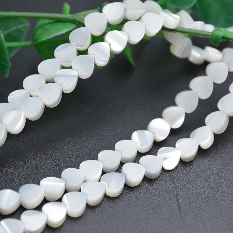 Wholesale High Quality 6mm White Heart Shape Natural Freshwater MOP Shell Beads Fit Bracelets Necklaces Jewelry DIY Making