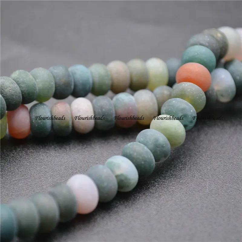 5x8mm Natural Mix Colors India Agate Gemstone Rondelle Spacer Stone Matte Loose Beads Jewelry Making 1 Strand