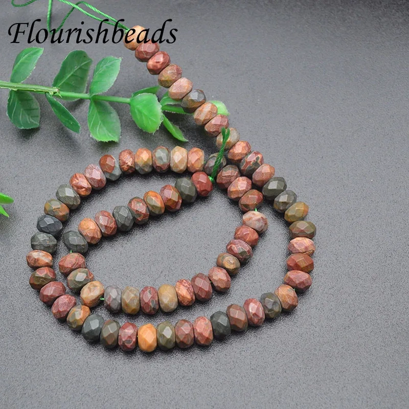 5x8mm Natural Faced Roudelle Lapis Rhodonite India Agate Jaspers Garnet Loose Stone Beads for Jewelry Making DIY Bracelet