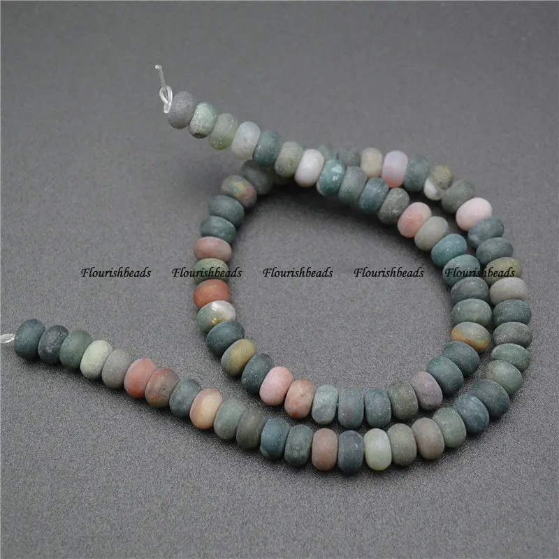 5x8mm Natural Mix Colors India Agate Gemstone Rondelle Spacer Stone Matte Loose Beads Jewelry Making 1 Strand