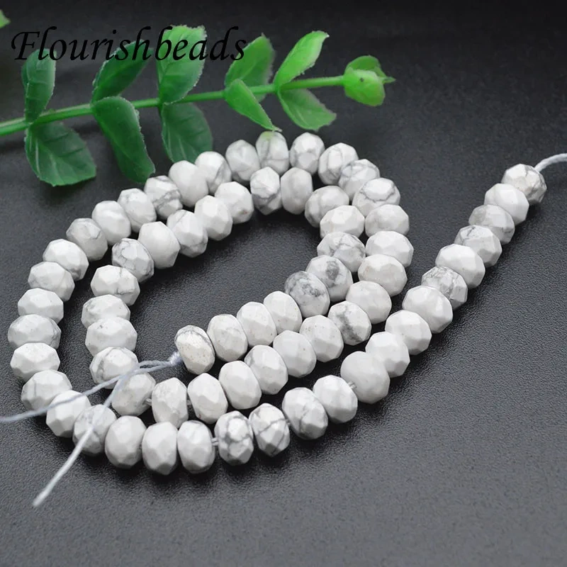5x8mm Natural Faceted Lapis White Howlite India Agate Stone Fine Gemstones Loose Beads for Jewelry Making Accessories 5pcs