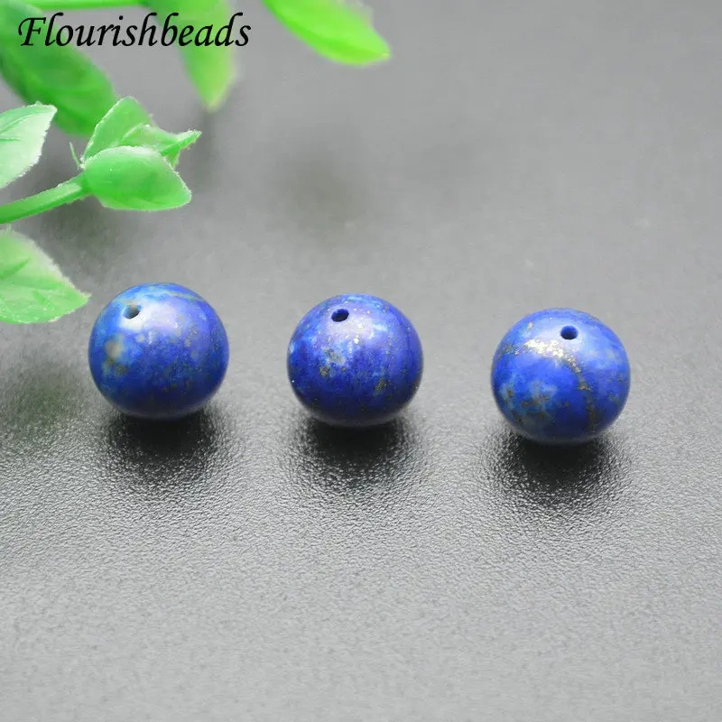 10pcs/lot Natural Lapis Blue Stone Beads Half Hole for Earrings DIY Jewel Making Necklace Bracelet Jewelry Findings Components