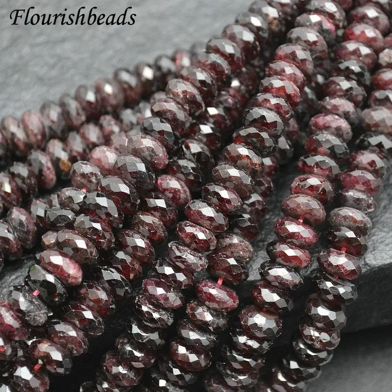 5x10mm Faceted Rondelle Shape Natural Garnet Stone Beads Fine Jewelry Making Earrings Necklace Stone Loose Beads 5Strands