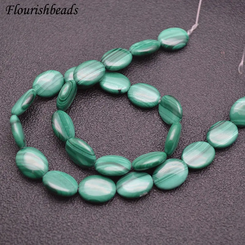 Expensive High Quality Flat Oval Shape Natural Malachite Loose Beads Green Stone Jewelry Materials 1Strand 10mm~20mm