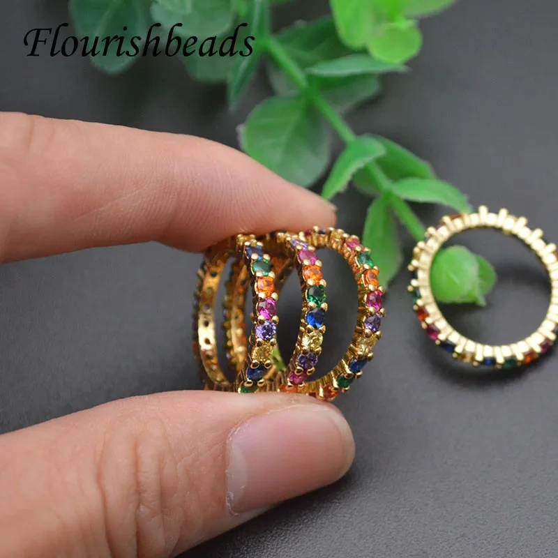 Colorful CZ Beads Paved Round Metal Ring 7~8cm Diameter for Women Girl Wedding Jewelry