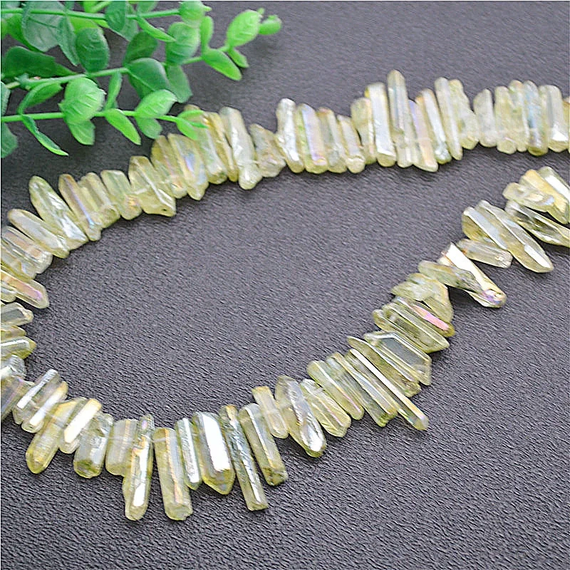 DIY Jewelry Making Supply Mix Bright Color Natural Crystal Quartz Stone Point Rough Stone Loose Beads Mineral 5 Strands Per Lot