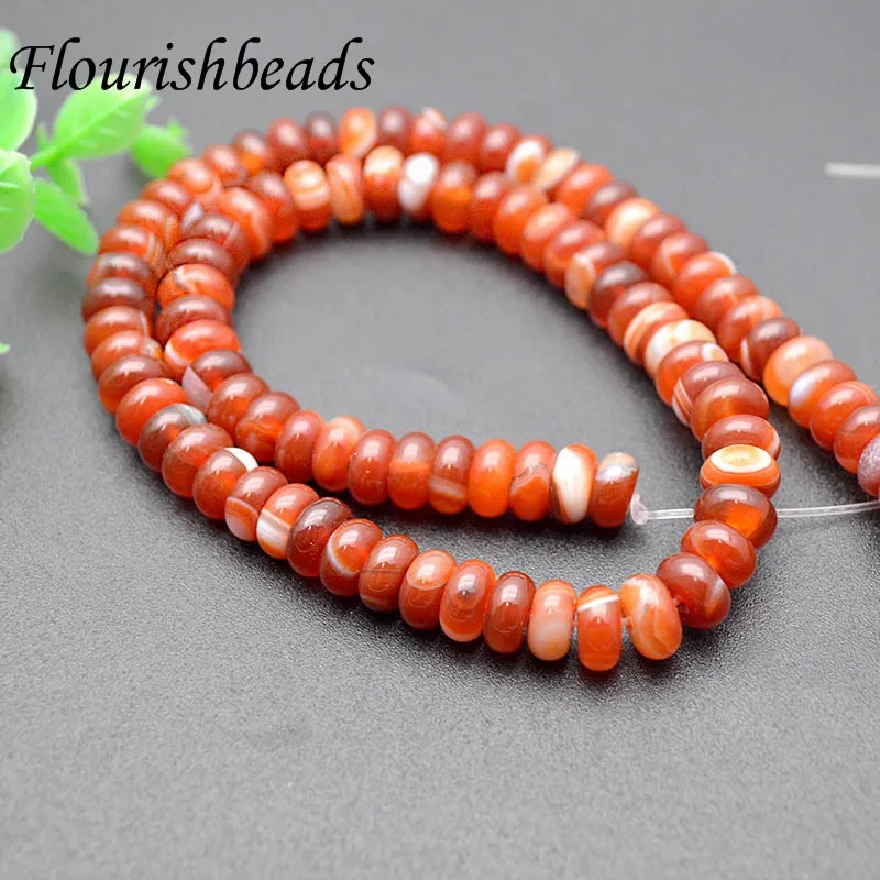 4x8mm Natural Smooth Banded Eye Veirs Agate Round Abacus Loose Stone Beads for Jewelry Making DIY Bracelet 5 Strands Per Lot