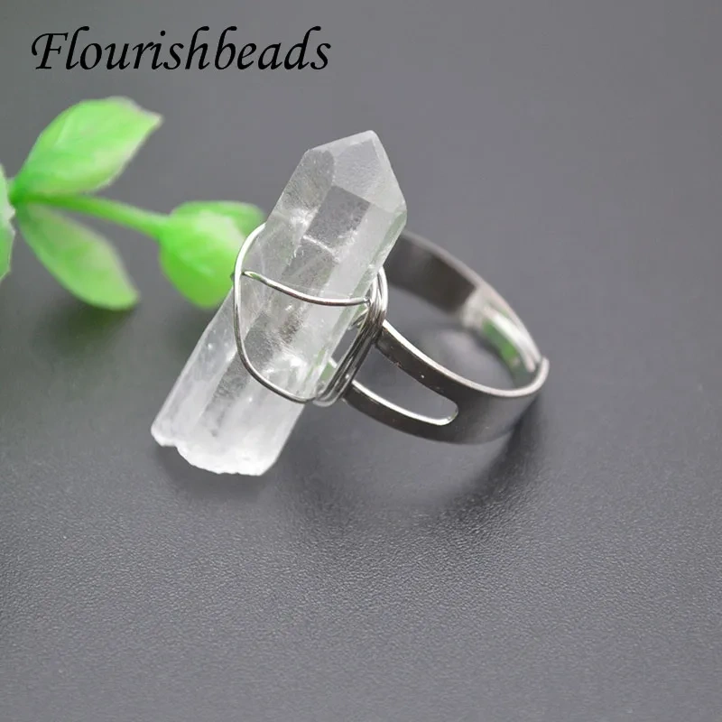 Fashion Irregular Raw Crystal Rings Amethyst Obsidia Natural Stone Ring Adjustable Finger Ring for Women Men 3~5pcs/lot