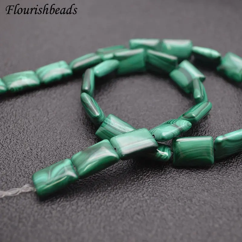 High Quality Rectangle Flaky Shape Natural Malachite Loose Beads Green Stone Fine Jewelry Materials 1Strand 12mm~20mm