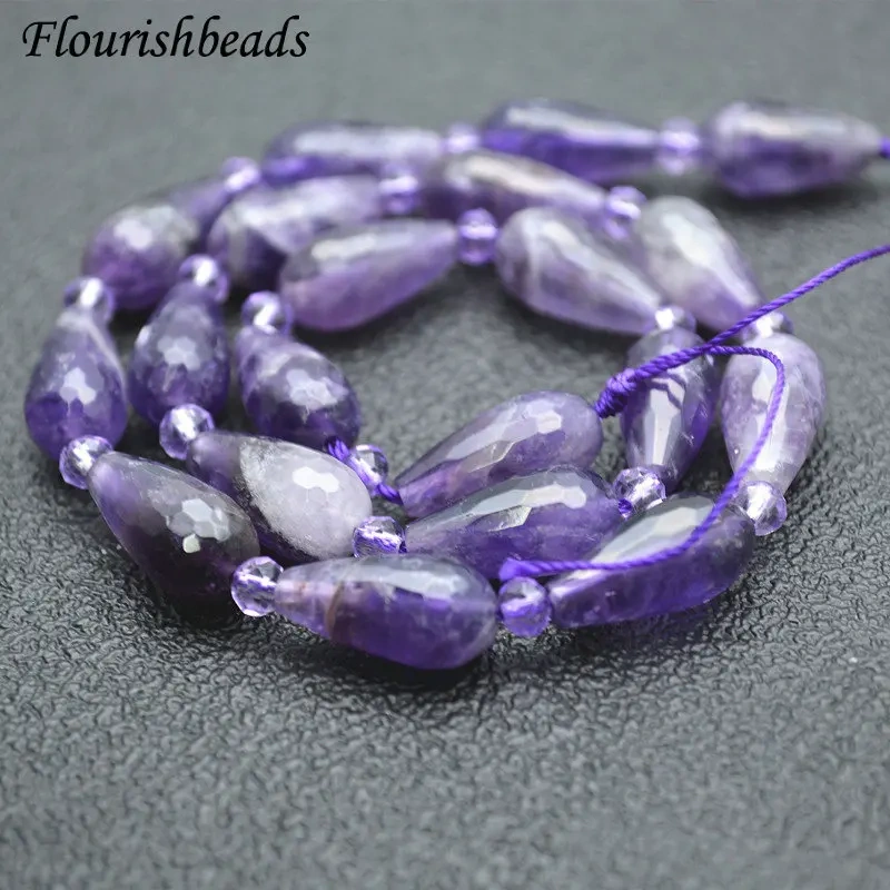 Teardrop Gemstone Beads For DIY Jewelry Making Supply Amethyst Sunstone Rose Quartz Faceted Stone Loose Beads Mineral 5 Strands