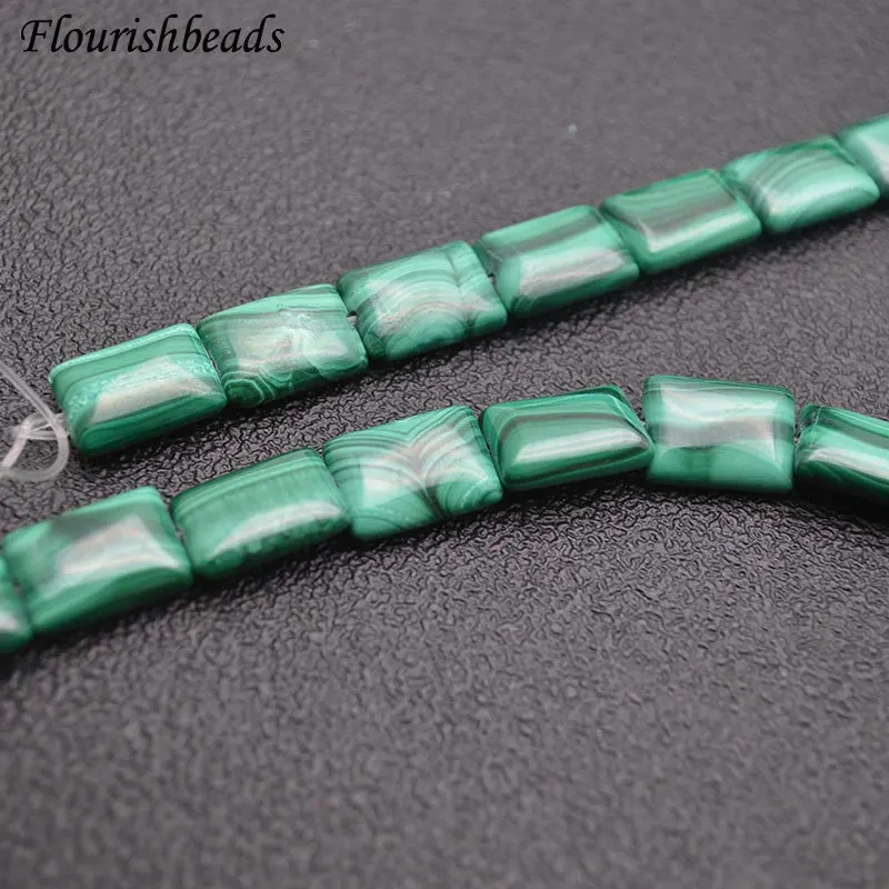 High Quality Rectangle Flaky Shape Natural Malachite Loose Beads Green Stone Fine Jewelry Materials 1Strand 12mm~20mm