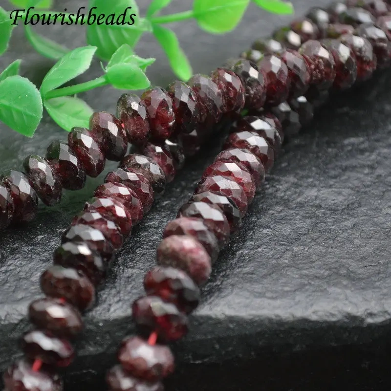 5x10mm Faceted Rondelle Shape Natural Garnet Stone Beads Fine Jewelry Making Earrings Necklace Stone Loose Beads 5Strands